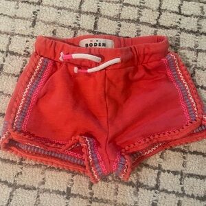 Mini Boden Coral Shorts with White Drawstring
